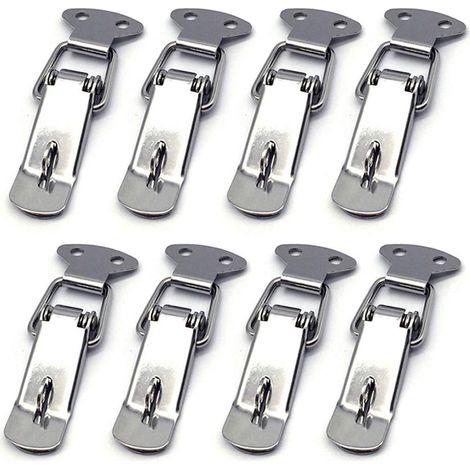 Lot de 8 loquets à bascule en acier inoxydable avec ressort pour boîte de rangement (1/4)