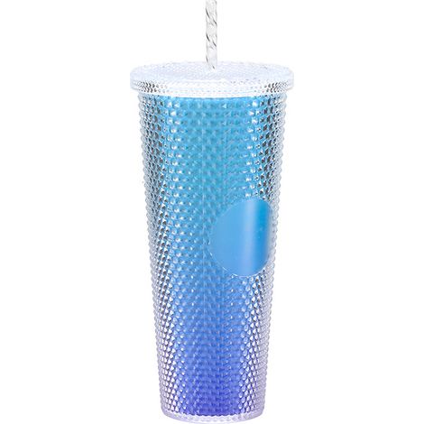 Gobelet à paille en plastique double couche, grande capacité, à motif durian et dégradé de couleurs, très populaire. (1/5)