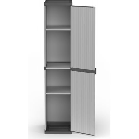 Frankystar – Armoire de jardin haute en résine 1 porte – étagères réglables – intérieur/extérieur – 34x40xH165 cm – capacité 25 kg par étagère