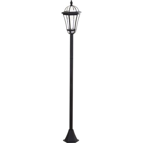 Lampadaire 2 pièces 18,5x18,5x129 cm, lampadaire solaire, éclairage extérieur LED, IP44, mode économie d'énergie, étanche, éclairage de jardin - Noir (1/5)