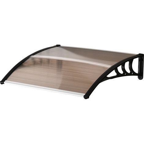 Pensilina per porta d'ingresso in policarbonato marrone 120 x 75 cm (1/5)