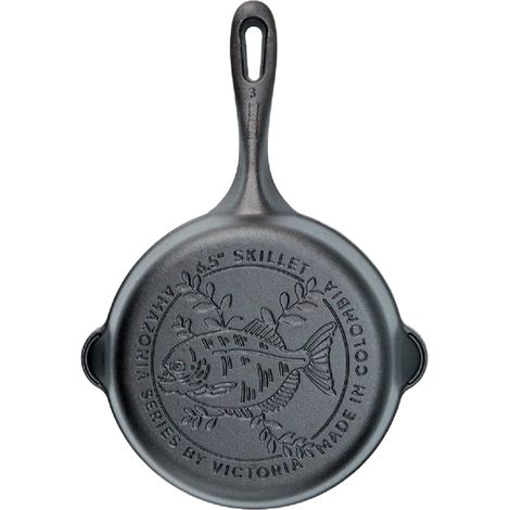 Victoria 30469 Sartén Hierro Fundido Curado Inducción 16,5cm, Apta Fuego, Barbacoa, Horno Cast Iron Skillet  Negro (1/5)