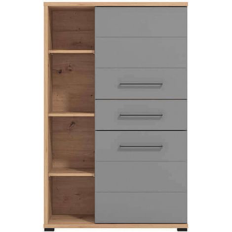 Mobile da interno casa con 3 ripiani 2 ante e 1 cassetto in legno nobilitato bilaminato -  Grey