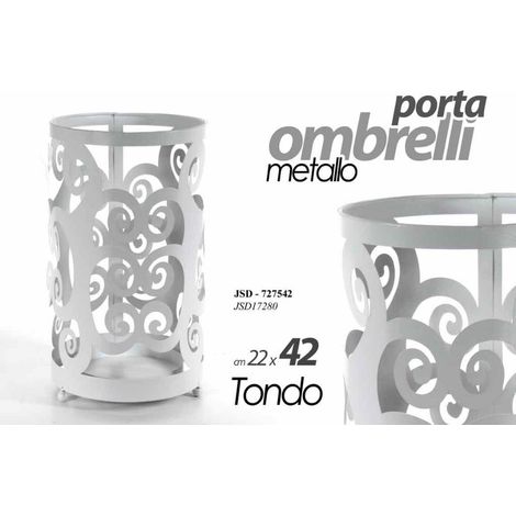 Portaombrelli in Ferro Forma Tonda Bianco 22 x 42 cm (1/2)