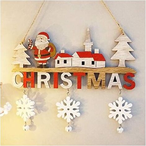 Panneau de porte de Noël Panneaux en bois Décoration de porte d'entrée Père Noël Flocon de neige Jingle Bells Décorations Décoration murale Porche pour la maison Intérieur Extérieur Tenture murale Déc (1/5)