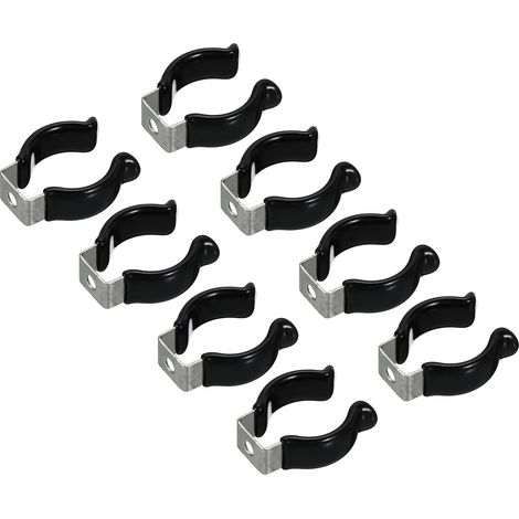 map Lot de 8 clips T8 U - Clips de fixation pour bande lumineuse LED - Colliers de serrage en acier inoxydable - Colliers de serrage pour tubes fluorescents - Noir (1/4)