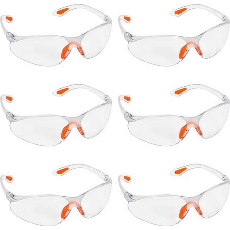 Lunettes de Sécurité Transparentes, Lot de 6, Confort Antidérapant pour Travail, Jardin, Industrie, Labos et Chimie. (1/5)
