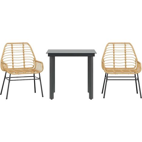 Maison Exclusive - Set da Pranzo da Giardino 3 pz Marrone in Polyrattan Vetro