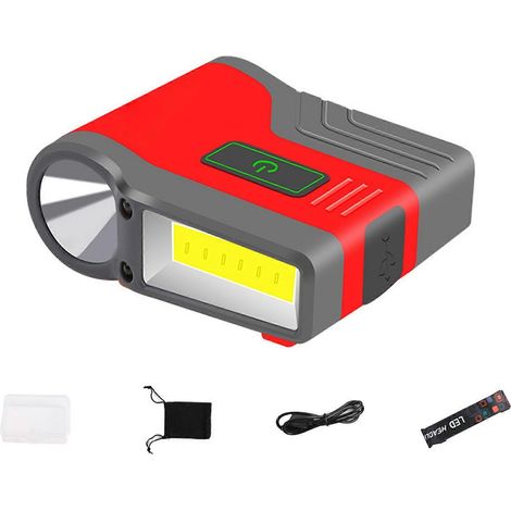 Lampe frontale LED COB à capteur inductif, étanche, à clipser sur une casquette, rechargeable par USB, pour la pêche et le travail.