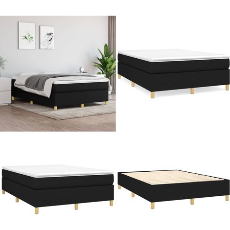 Boxspringbett mit Matratze Schwarz 140x200 cm Stoff - Boxspringbett - Doppelbett - Schlafzimmermöbel - Bettgestell - Matratze - Home & Living (1/5)