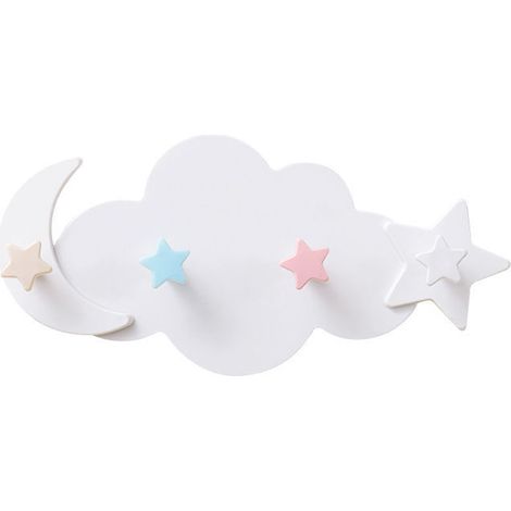 Porte-clés mural nuage adhésif fort, forme mignonne sans trace pour chambre, crochet manteau étoile design original maison (1/5)
