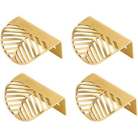 4 Pièces Poignee Meuble Dorée, Bouton De Meuble Doré Poignee De Meuble Cuisine, Forme De Feuille Laiton Bouton De Tiroir Poignee Tiroir Poignée Meuble Cuisine Pour Placard, Armoire, Commode Tiroir (1/5)