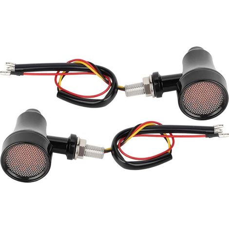 Clignotants moto , Metal Shell Retro Grid Clignotants moto Feux de freinage LED Flash Lamp(noir) (1/5)