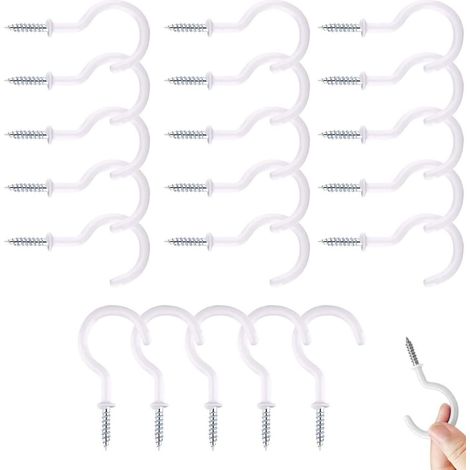 20 Haken Schraubhaken für Schrauben, Decken und Wände - weiß, ideal zum Aufhängen von Schlüsseln, Tassen, Blumentöpfen und mehr - stabile Tassenhaken für Haus und Werkstatt (1/5)
