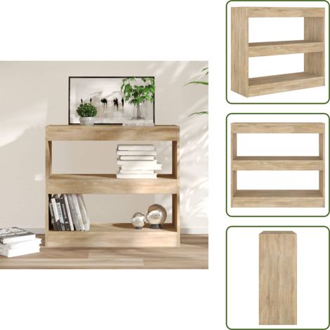 Bibliothèque/Séparateur de pièce chêne sonoma 80x30x72 cm - Bibliothèque - Étagère - Meuble De Rangement - Séparateur De Pièce - Bibliothèque Design (1/5)