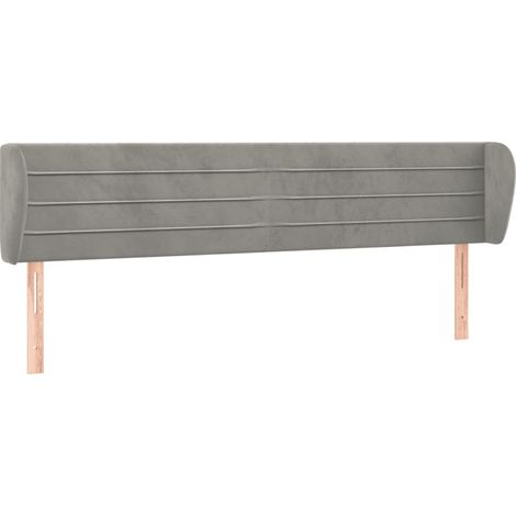 Testiera accessorio letto arredo camera con bordo laterale 183 x 23 x 78/88 cm tessuto velluto grigio chiaro TDL0205195