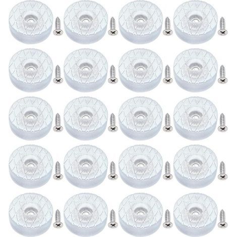 20 grandi protezioni per pavimenti in silicone da 30 mm, silenziose e antiscivolo, con viti, per gambe di divani, tavoli e scrivanie. Cuscinetti rotondi in gomma per pavimenti con fissaggio a vite. (1/4)