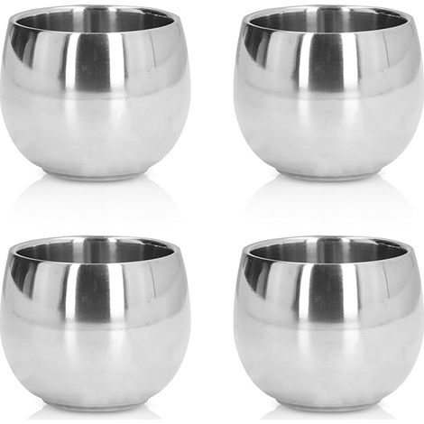 Tasses à Café Espresso Expresso En Acier Inoxydable Isolées à Double Paroi Tasse Boire Métal Thé Réutilisable Pour (1/5)