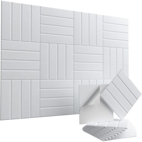 Lot de 12 panneaux acoustiques autocollants – Panneaux muraux insonorisants haute densité 30 x 30 cm pour la réduction du bruit et de l'écho, blancs (1/5)