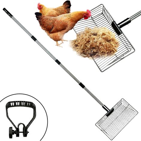 Pelle A Crottes,38CM Pelle A Déjections pour Poulailler,Pelle A Déjections De Poules,Pelle A Crottes De Poulet pour Nettoyage,Manche De 150Cm,Ferme D'élevage (1/5)