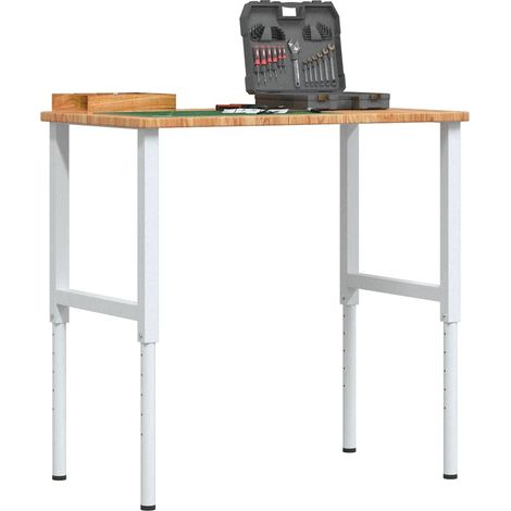 Werkbank Hellbraun 100x60x(71,5-98) cm Massivholz Eiche