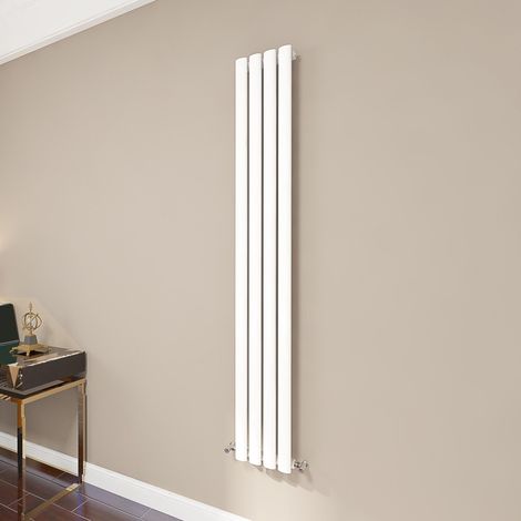 AICA Oval Column Radiator 1600x236mm Central Heating Vertical Single Stylish Grey White (1/5)