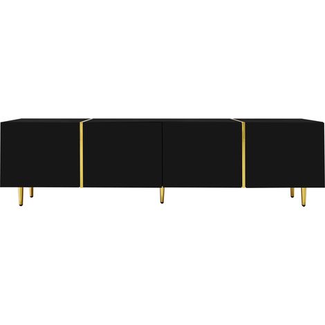 Set de mueble TV y mesa de centro negro brillo HOMVRA (1/5)