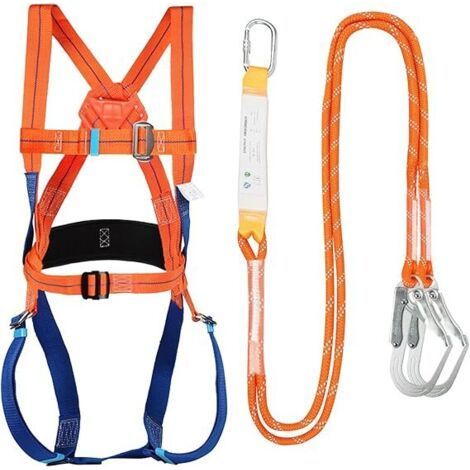 Longe anti-chute Harnais de sécurité antichute, kit antichute de sécurité 5 points, harnais d'escalade antichute ergonomique réglable, max. 100 kg, pour grimper en hauteur. (1/4)