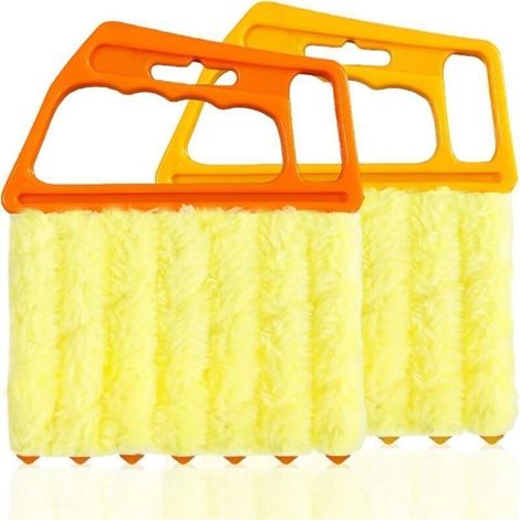 Brosse de nettoyage pour stores vénitiens - Tête de brosse à 7 lames pour un nettoyage facile des stores, claviers et climatiseurs - Accessoires d'entretien pour la maison et la voiture - Lot de 2 (1/4)