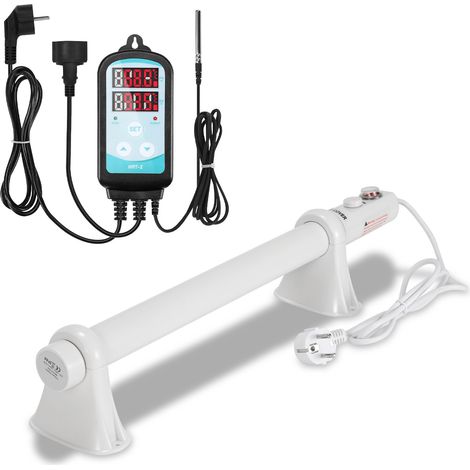 Jiubiaz Calefactor tubular eléctrico de 55 W para invernadero e hidroponía, 500 mm, termostato regulable 0–90 °C, controlador digital de 3000 W incluido, blanco (1/5)