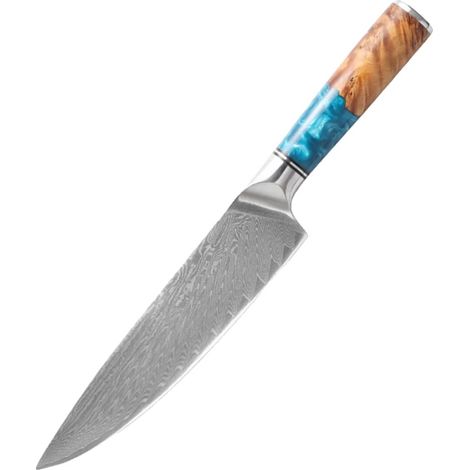 Coltello da chef, acciaio di Damasco, manico ecologico, coltello da chef (1/2)