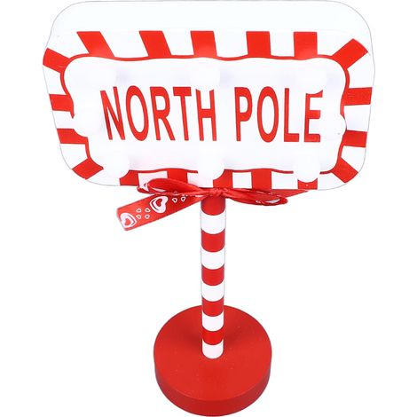 Décoration de Noël « Arrêtez ici » en métal et bois massif avec LED, représentant le Père Noël, pour sapin de Noël rectangulaire (15,8 x 8 x 28,5 cm). (1/5)