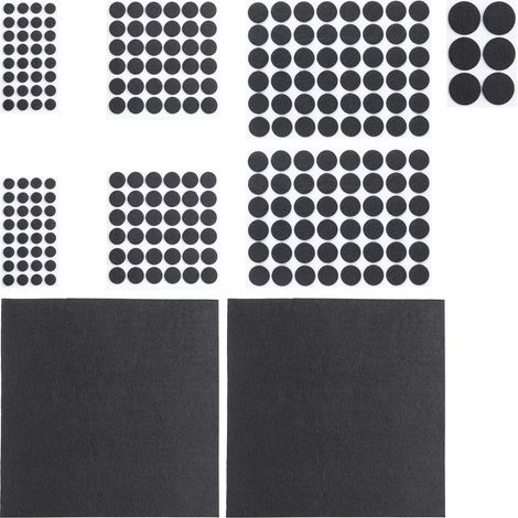 Relaxdays Pack of 2400 Felt Sliders, 20 Adjustable Felt Panels, Round Furniture Protectors, Various Sizes, Black