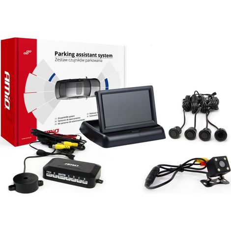 Kit de capteurs de stationnement TFT02 4,3" avec caméra HD-315-LED, 4 capteurs, noir « or »