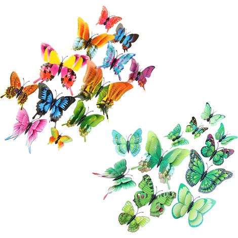Autocollant Mur Papillon 3D - Décoration Murale pour Chambre Salon Mariage Fête - 24 Pièces (1/5)