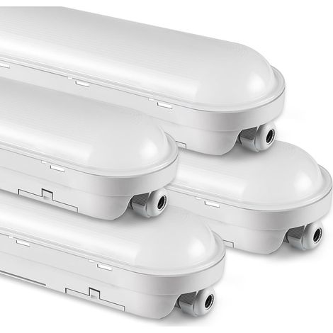 4 Stück,Feuchtraumleuchte LED 120CM, 36W 4500LM LED Lampe Röhre, Verknüpfbar Werkstattlampe IP65 Wasserfest LED Leuchtstoffröhre Leuchte für Büro Keller Garage, Neutralweiß 4000K (1/5)