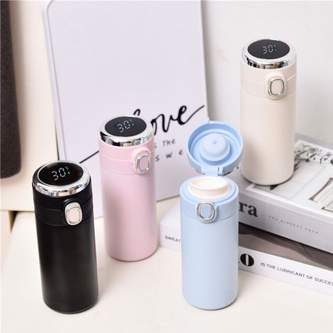 Gobelet isotherme intelligent 420 ml, double paroi, en acier inoxydable, avec affichage de la température, bleu (1/5)