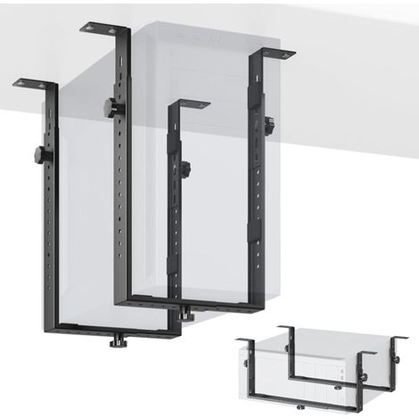 Supporto per PC sotto la scrivania, supporto sotto la scrivania, supporto da scrivania regolabile in altezza per case del computer, capacità di carico fino a 35 kg, montaggio su scrivania salvaspazio (1/5)