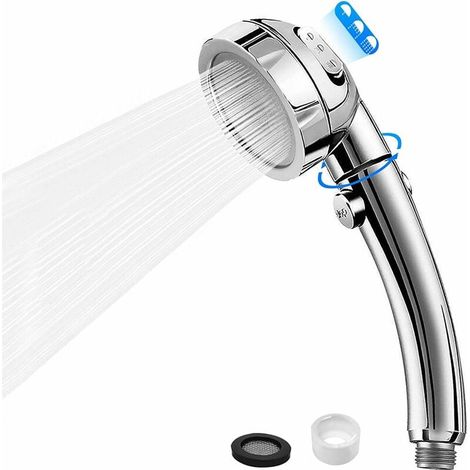 VURAHOME - Pommeau Douche Rotation à 360°,Douchette Pommeau Anti Calcaire Douche à Main avec 3 Modes Haute Pression Economie d'Eau,ABS Acier Inoxy Douche Salle de Bain (1/5)