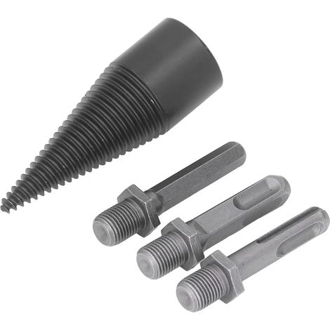 Cône à fendre le bois Foret à bois Séparateur de bûches en acier au carbone avec 3 tiges amovibles 32 mm / 1,3 pouce (1/5)