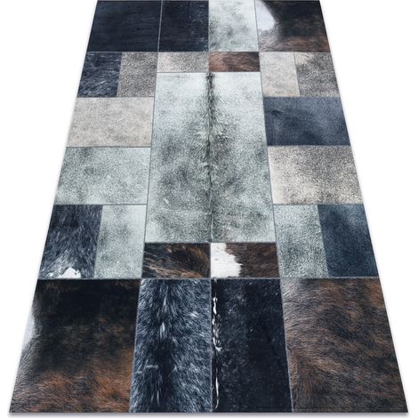 Tappeto PATCHWORK 21719 nero - Pelle di vacchetta grey 120x170 cm