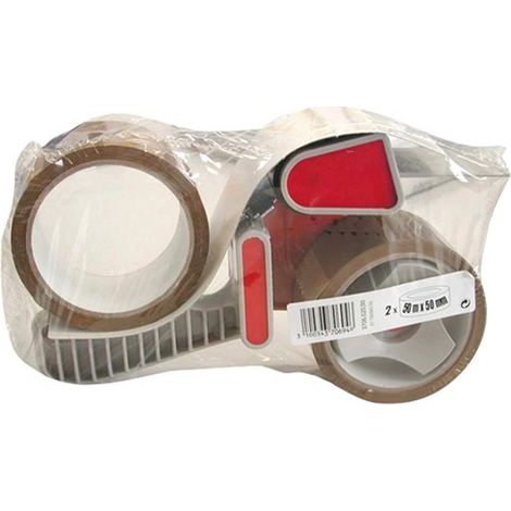 SANS MARQUE - Ruban emballage havane 48mm x 50m + dévidoir lot de 2