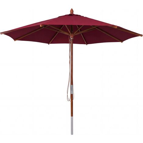 Parasol de restaurant HWC-C57b, parasol de jardin, polyester/bois 14 kg, rond à 3 m, céble de tracti (1/5)