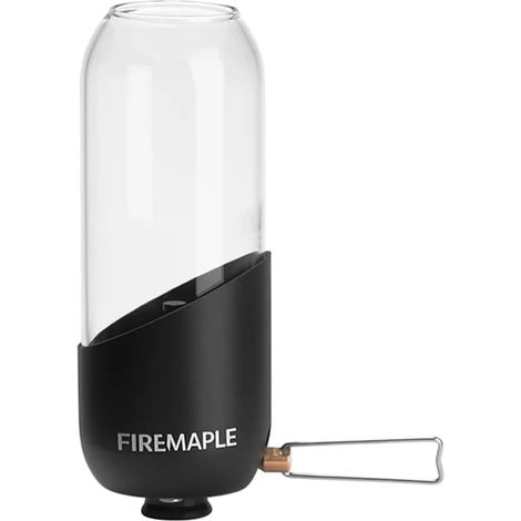 Lanterne de Camping à Gaz Portable en Verre, Acier et Aluminium, Combustible Propane-Isobutane Luminosité Réglable Eclairage et Lampe de Camping de Camping d'urgence Essentiel (Noir) (1/5)