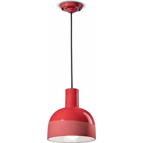Pendelleuchte Keramik E27 D: 22,5 cm rund H: max. 146,5 cm Koralle Retro Design Keramikleuchte