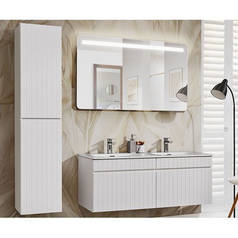 Ensemble meubles vasque + 2 éléments - 120 cm - Emblematic White - Livraison gratuite