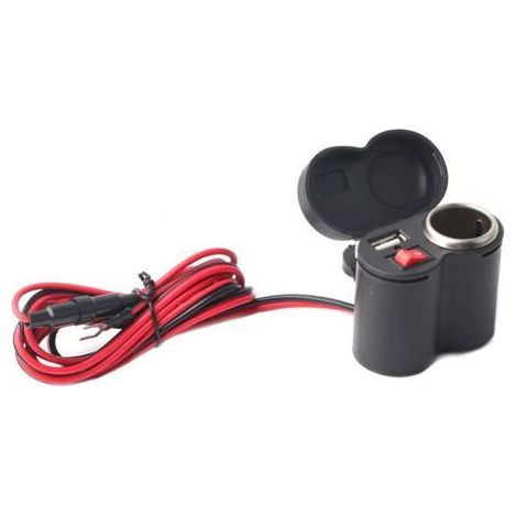 Caricatore USB, accendisigari antipolvere con supporto per moto, per tablet e telefoni (1/5)