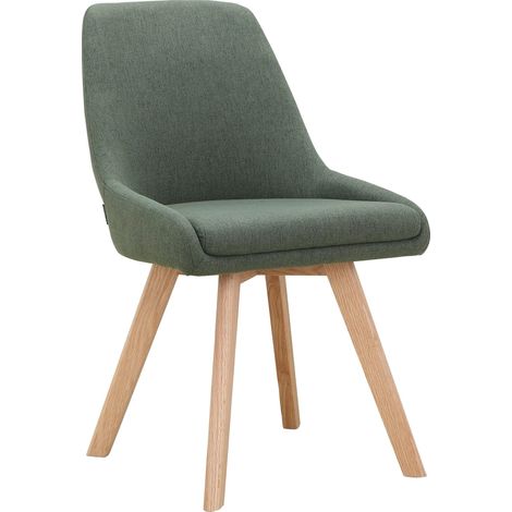 Rudi-Chaise de salle à manger avec pieds en chêne en tissu vert (1/5)