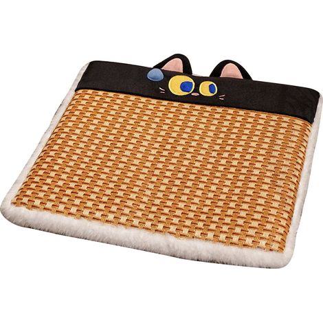 Coussin de chaise été noir chat, antidérapant, respirant, motif cartoon, frais pour bureau voiture (1/5)