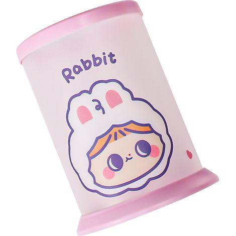 Porte-stylo pliable mignon dessin animé rond, porte-stylo pliable pour bureau d'étudiant, boîte de rangement pour fournitures de bureau fille lapin (1/3)